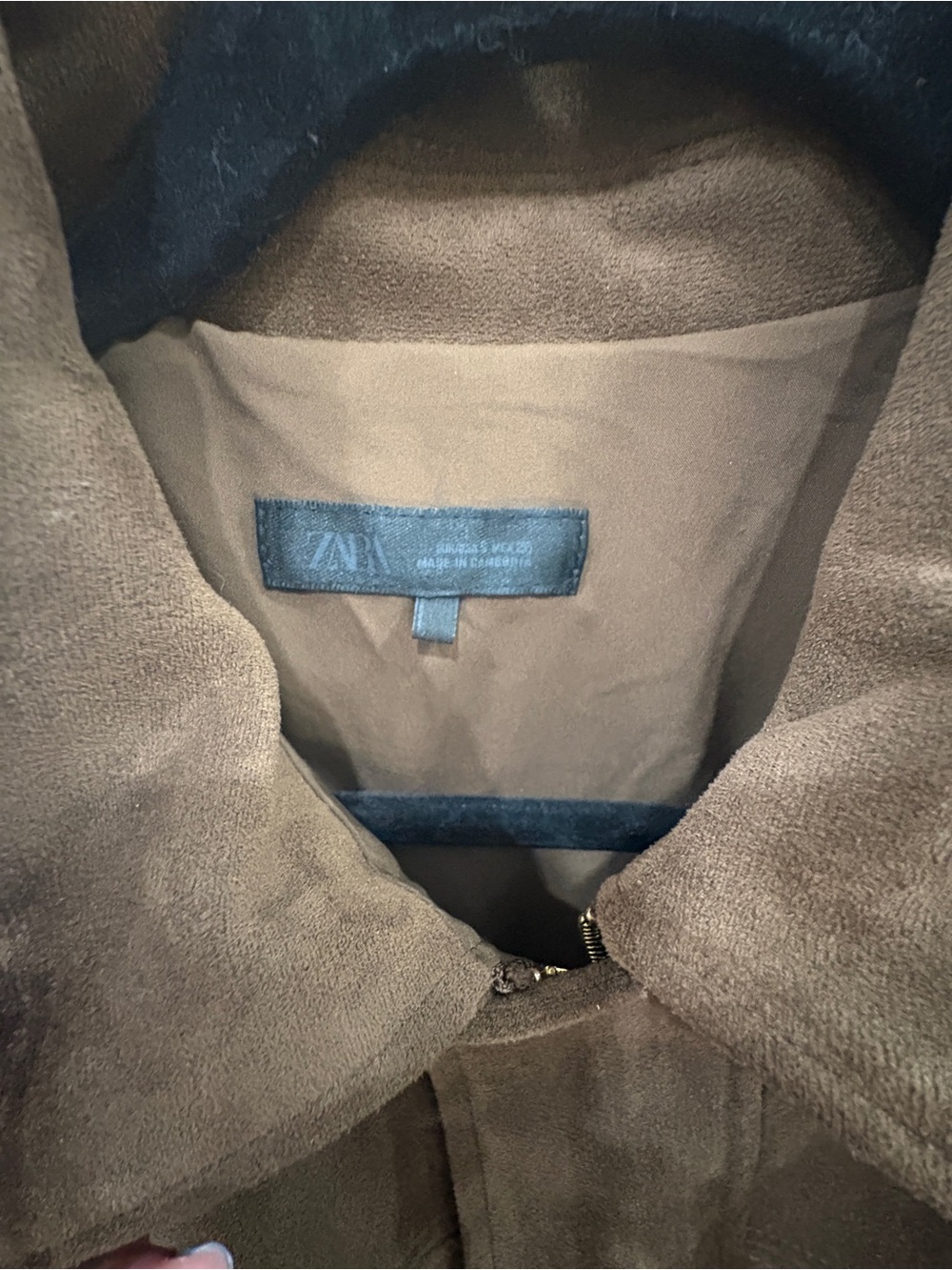 Zara Suede Effect Brown Bomber Jacket - Picture 6 of 8